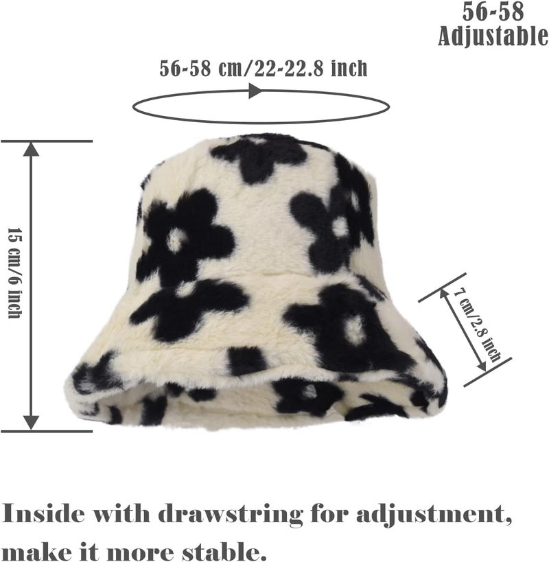 Yonchic Store Winter Soft Faux Fur Plush Bucket Hat, Lovely Fisherman Cap, Fashion Outdoor Thick Warm Sun Cap for Women - Image 2